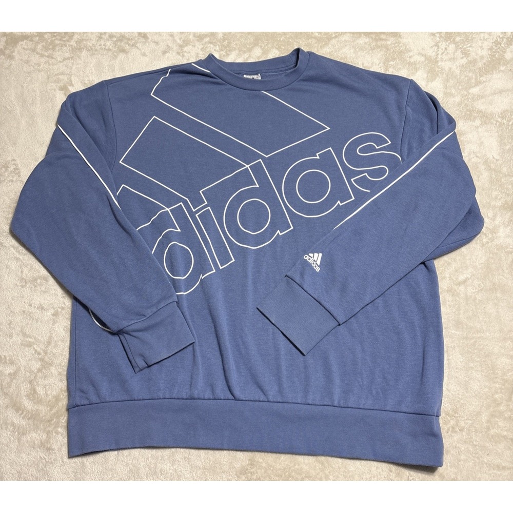 Adidas Sweatshirt Men's XL Boxy Oversize Blue Large Center Logo